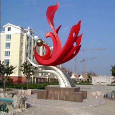 不锈钢金属抽象凤凰雕塑 凤凰雕塑厂家凉亭正面插画