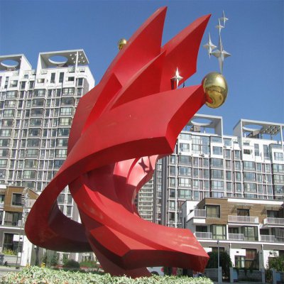 不锈钢抽象艺术户外广场大型景观摆件 景观雕塑喷泉九龙壁然石世界
