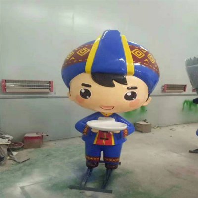 玻璃钢卡通少数民族景观人物摆件 