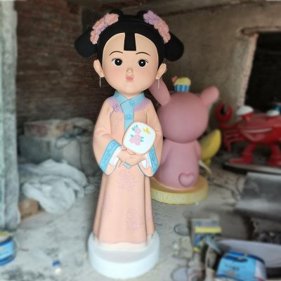 玻璃钢卡通古代人物装饰摆件 