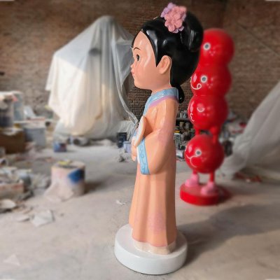 玻璃钢卡通户外园林古代人物雕塑 