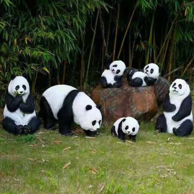园林户外玻璃钢仿真熊猫雕塑 熊猫雕塑图片巷子院子坝子