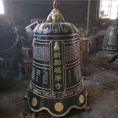 寺庙宗教玻璃钢仿铜大型祈福吊钟雕塑 铜钟雕塑钟馗世纪效果图汇丰