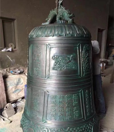 寺庙大型祈福仿古青铜器景观铜钟雕塑 