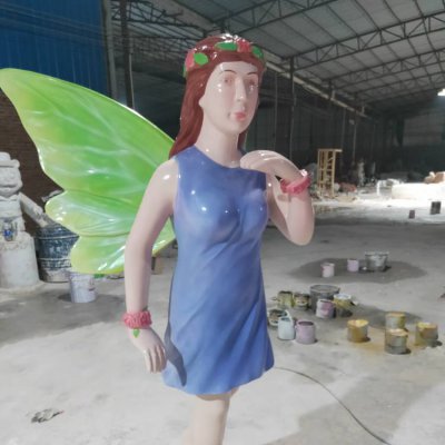 园林景观玻璃钢卡通花仙子雕塑 卡通雕塑人物油泥商店舞蹈