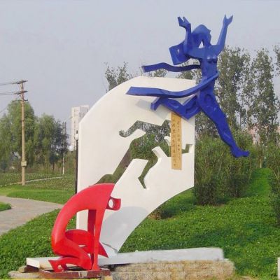 花园广场不锈钢抽象运动人物景观装饰雕塑 