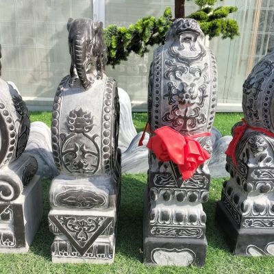 青石石雕庭院景观招财神兽抱鼓石雕塑 抱鼓石雕塑图片石头石雕厂两个