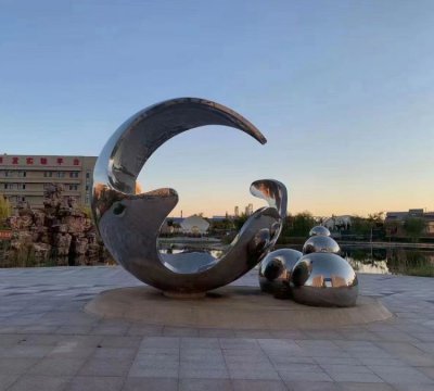 公园摆放不锈钢创意抽象艺术景观雕塑 景观雕塑工程麒麟龙龟园区