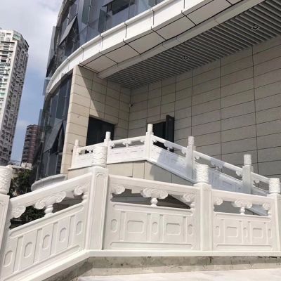 汉白玉大理石雕刻别墅庭院楼梯台阶扶手栏杆 