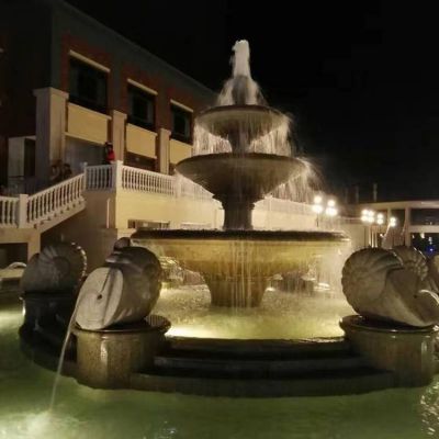 青石石雕流水景观大型多层喷泉雕塑 喷泉雕塑石雕商集客销价店铺