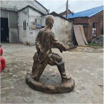 玻璃钢仿铜户外街道情景小品人物 