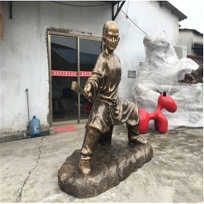 景点园林摆放玻璃钢仿铜功夫人物雕塑 功夫雕塑熊猫造型女神铜雕