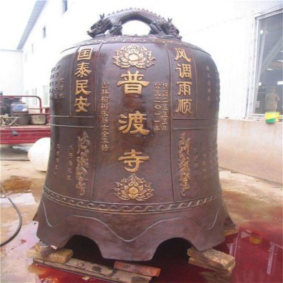 宗教寺庙景观祈福玻璃钢仿铜吊钟雕塑 铜钟雕塑道观凤凰市场价格表