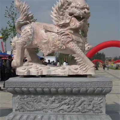 大型景区动物景观晚霞红石雕狮子雕塑 狮子雕塑图片战争石长水龙