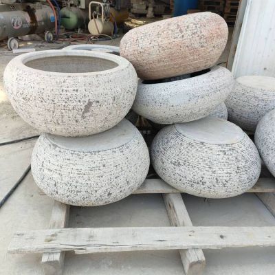 庭院摆放砂岩雕刻中式圆形水钵 水钵雕塑景观公司价格出厂价