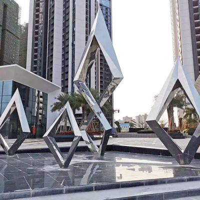 城市街道不锈钢水景摆件立体几何景观摆件 水景雕塑电话海豚栏杆青蛙