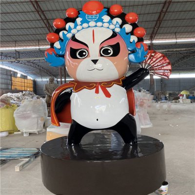 景点园林摆放玻璃钢卡通彩绘京剧人物雕塑 京剧雕塑人物水泥关羽年画