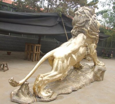 园林户外玻璃钢抛光大型狮子雕塑 