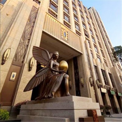 小区街道摆放欧式玻璃钢仿铜天使人物雕塑 天使雕塑翅膀漫画大学道具