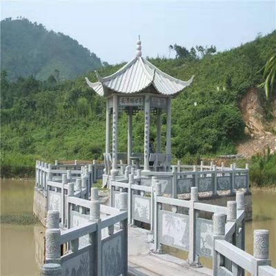 户外景点园林摆放青石仿古休闲六角凉亭 