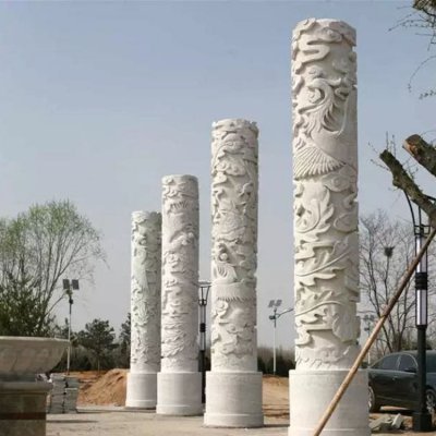 园林景观户外大理石石雕景观龙柱雕塑 