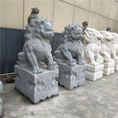 天然青石雕刻企业家用大门口镇宅招财 镇宅雕塑铜雕黄铜瑞兽门前