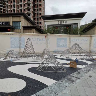 园林水景摆件不锈钢金属镂空假山雕塑 