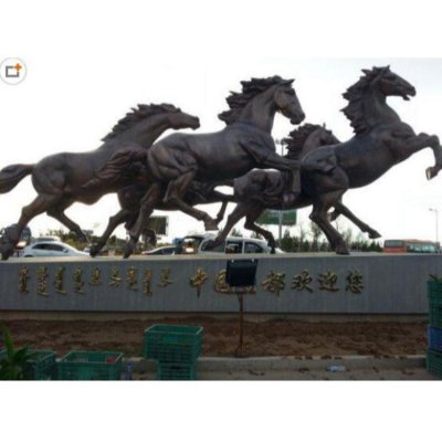 大型广场紫铜铸造户外动物铜马群雕塑 马群雕塑广场外国水景大全