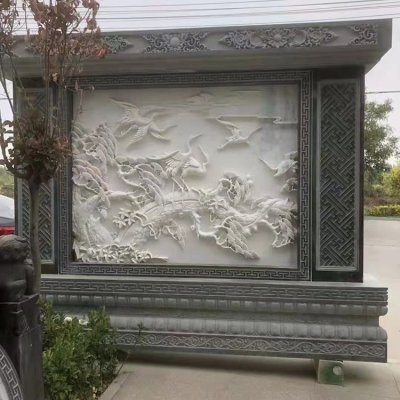 青石汉白玉浮雕壁影中式庭院玄关背影墙 石浮雕雕塑石雕定陶貔貅丹徒