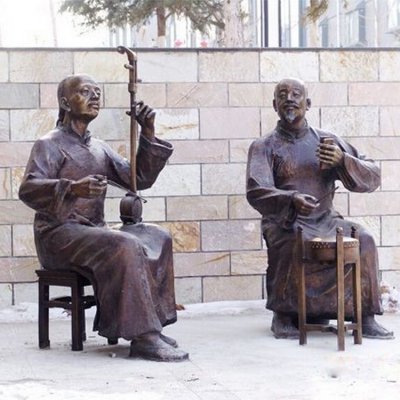 城市街头仿古青铜古代人物雕塑 