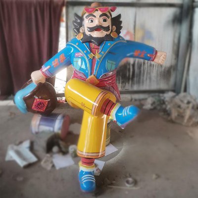 玻璃钢卡通喝酒的沙和尚雕塑摆件 和尚雕塑图片铜雕广场大型