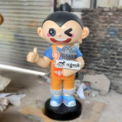 饭店奶茶店玻璃钢创意卡通人物雕塑摆件 