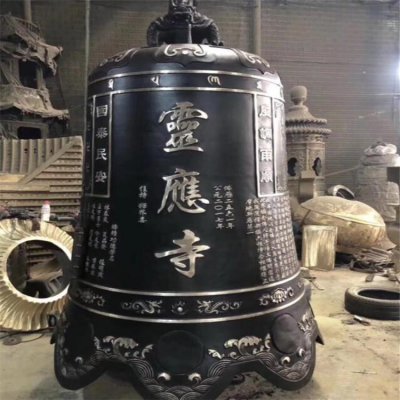 景点寺庙园林玻璃钢仿铜祈福撞钟 铜钟雕塑道观博物馆摆件鱼尾