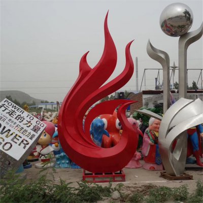 小区广场摆放玻璃钢抽象火苗园林景观雕塑 火苗雕塑寓意模型石好还是