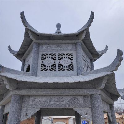 户外园林大理石石雕凉亭 
