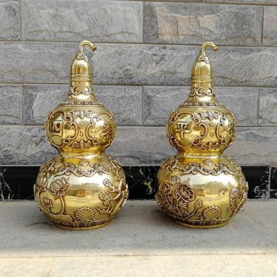 园林景观户外铜浮雕大型镇宅辟邪葫芦雕 葫芦雕塑摆件绘画阳台柱子