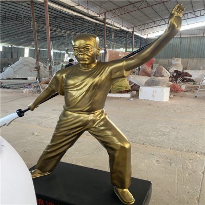 玻璃钢仿铜户外景观舞刀的人物小品雕塑 