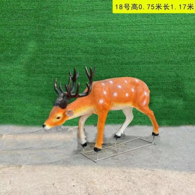 公园动物园玻璃钢仿真动物梅花鹿雕塑 