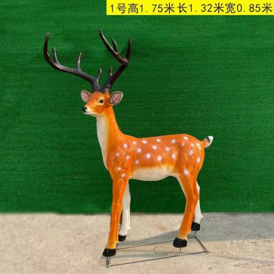 园林草坪景观动物装饰摆件梅花鹿雕塑 梅花鹿雕塑玻璃钢彩色金色鹿子