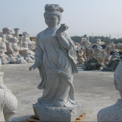 景区广场大理石石雕园林古代人物四大美女雕塑 美女雕塑抽象运动蓝天姿势