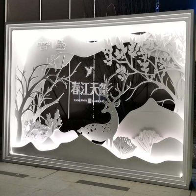 户外大型不锈钢镂空艺术字体灯光广场商场装饰 字体雕塑立体金融街玻璃钢骑士