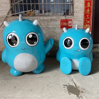 玻璃钢卡通小怪兽雕塑 卡通雕塑摆件排名榜游戏厅单价