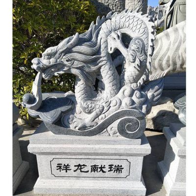 景区公园户外摆放青石砂岩祥龙雕塑 
