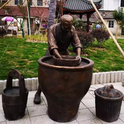 玻璃钢仿铜洗茶的情景人物小品 
