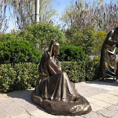 玻璃钢仿铜园林户外古代人物雕塑摆件 