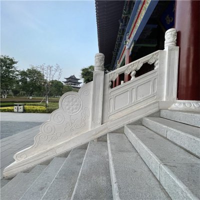 景点台阶安装大理石仿古雕花扶手栏板 