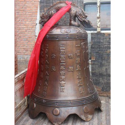 寺庙浮雕玻璃钢仿铜神兽吊钟雕塑 