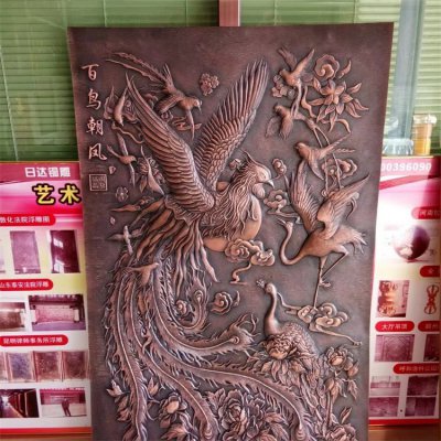 园林户外铜浮雕白鸟朝凤壁画雕塑 铜浮雕雕塑厂家标准青铜山水