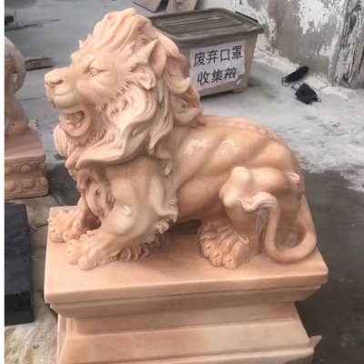 黄蜡石石雕景观招财动物狮子雕塑 狮子雕塑图片树脂坟墓石者