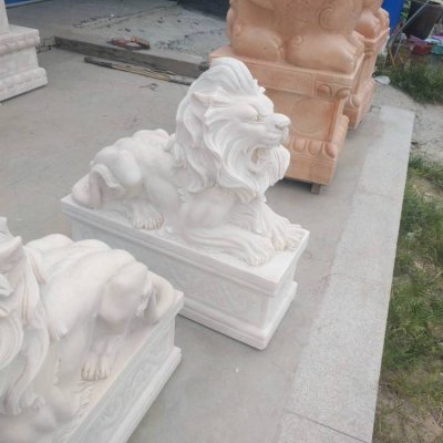 园林景观青石石雕庭院门口狮子雕塑 狮子雕塑汉白玉无畏抽象岩石